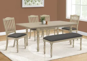 78" Rectangular Dining Table with 18" Extension Panel, Antique Grey Veneer, Solid Wood Legs