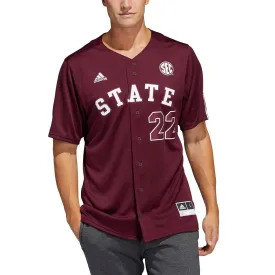 adidas Men's No. 22 Maroon Mississippi State Bulldogs Button Down Baseball T-Shirt