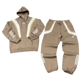 Adidas Originals FLEECE HOODY SWEATSUIT Men’s - CHALKY BROWN/WHITE