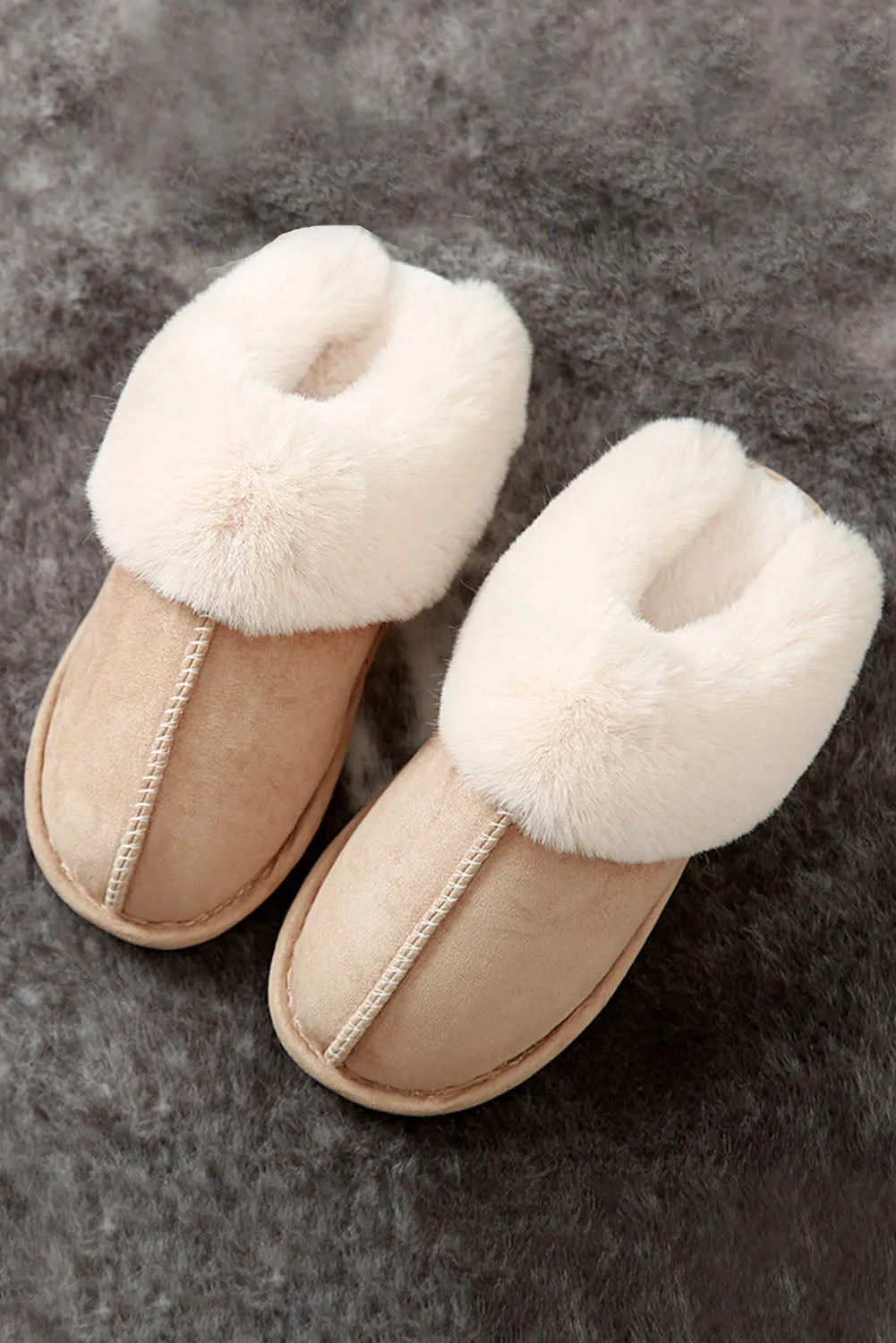 ainsly khaki plush slippers