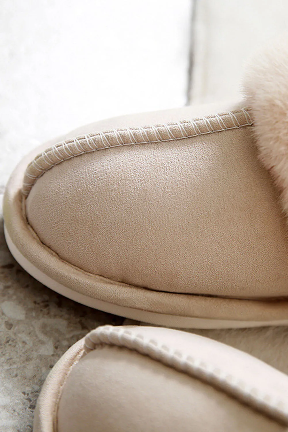 ainsly khaki plush slippers