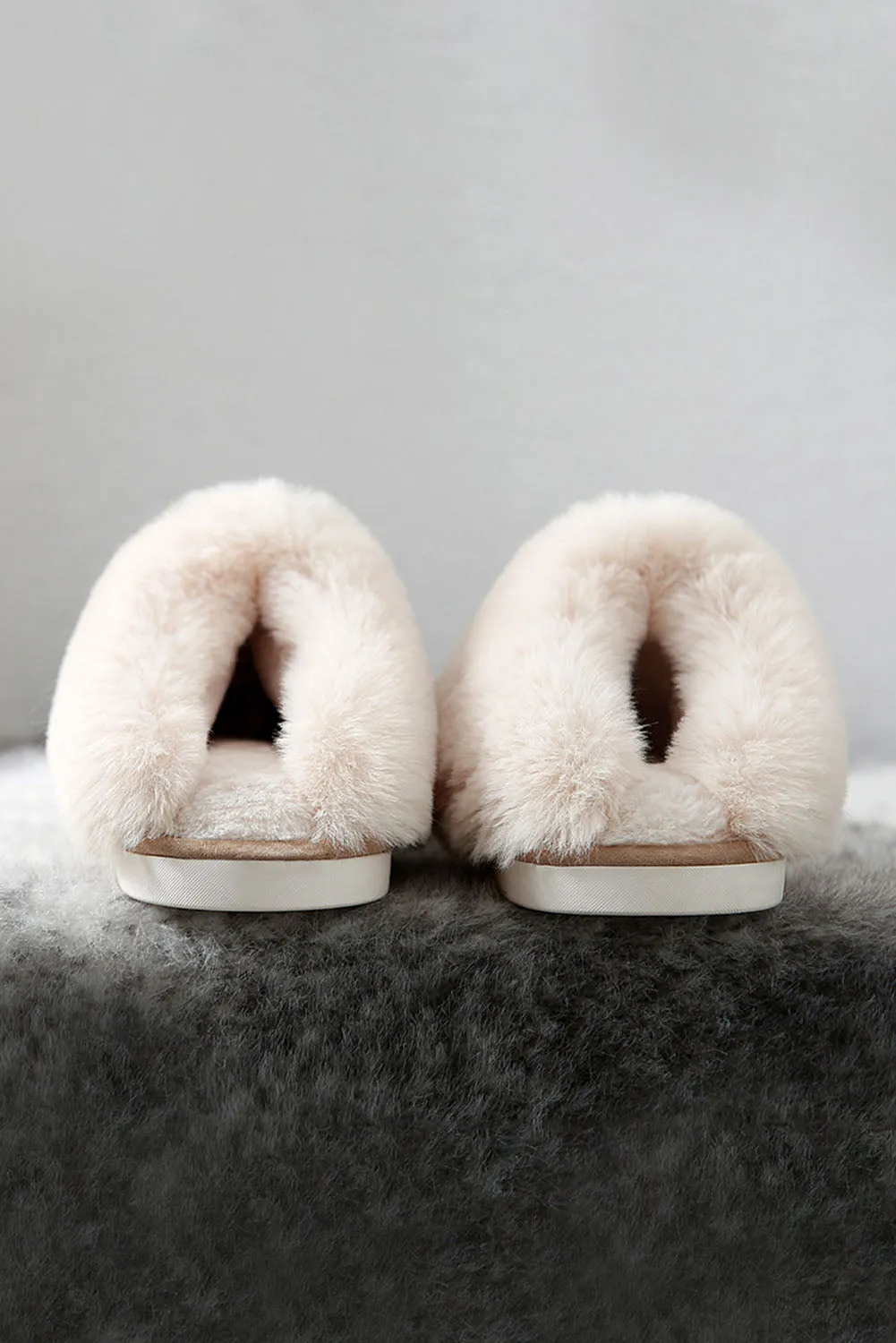 ainsly khaki plush slippers