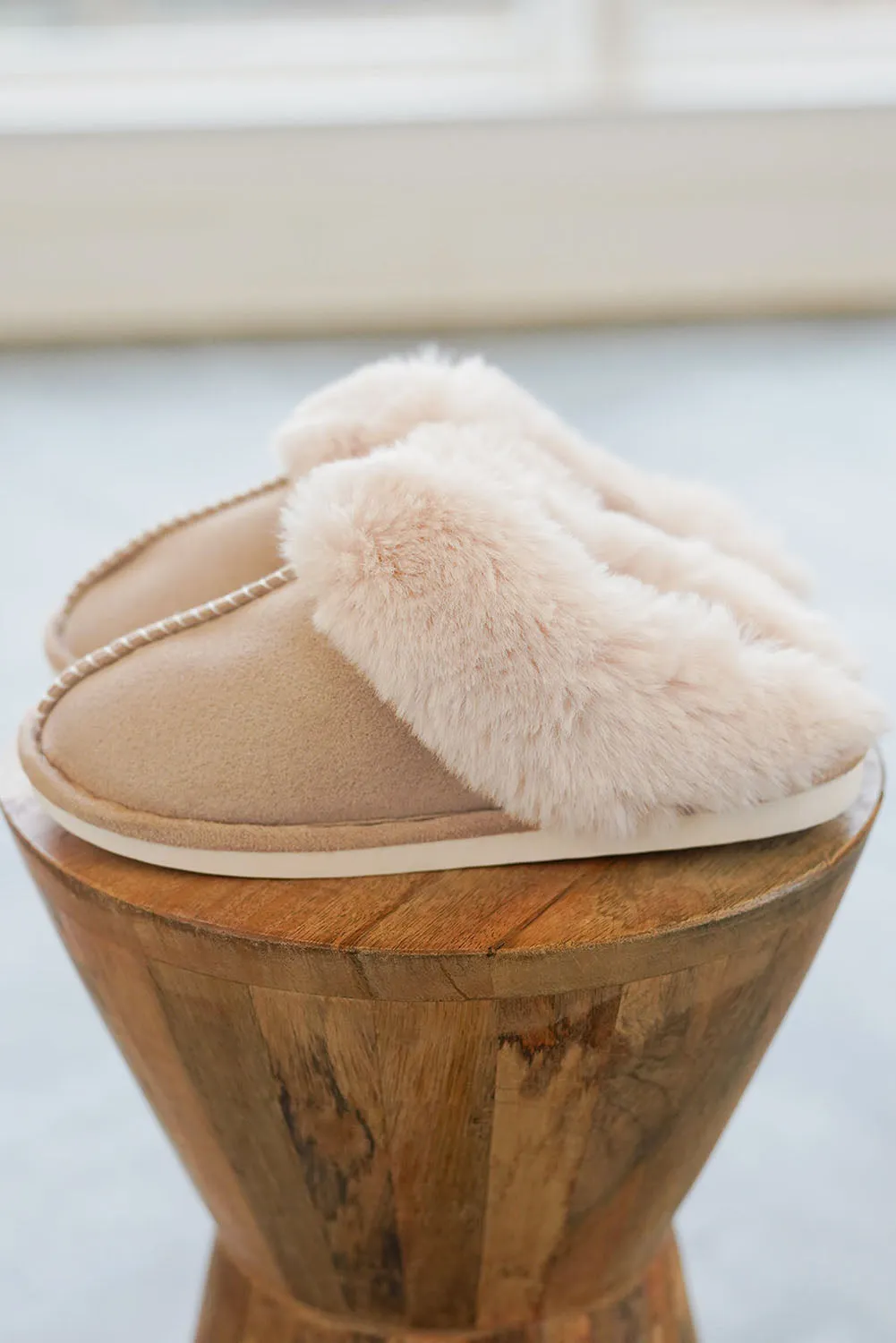 ainsly khaki plush slippers