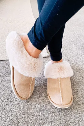 ainsly khaki plush slippers