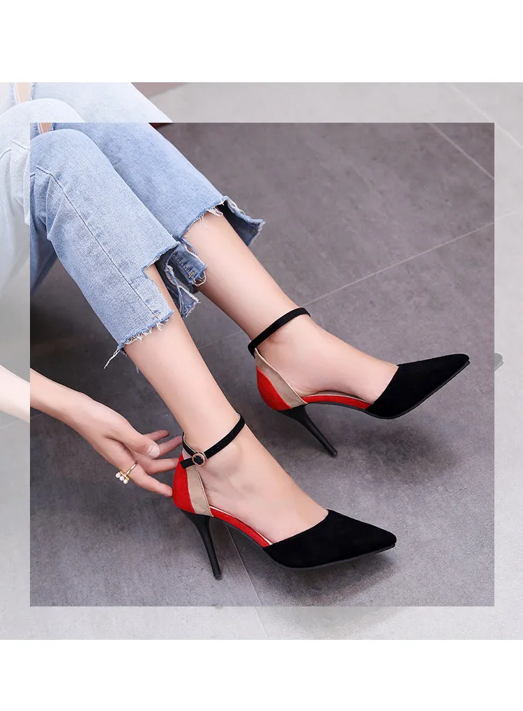 Black & Red Closed Toe Stylish Pumps