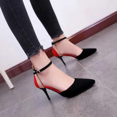 Black & Red Closed Toe Stylish Pumps