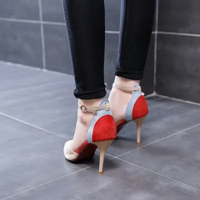 Black & Red Closed Toe Stylish Pumps