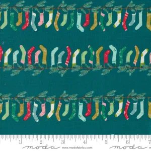 Cozy Wonderland - Stocking Stripe in Teal - 45592 15 - Half Yard