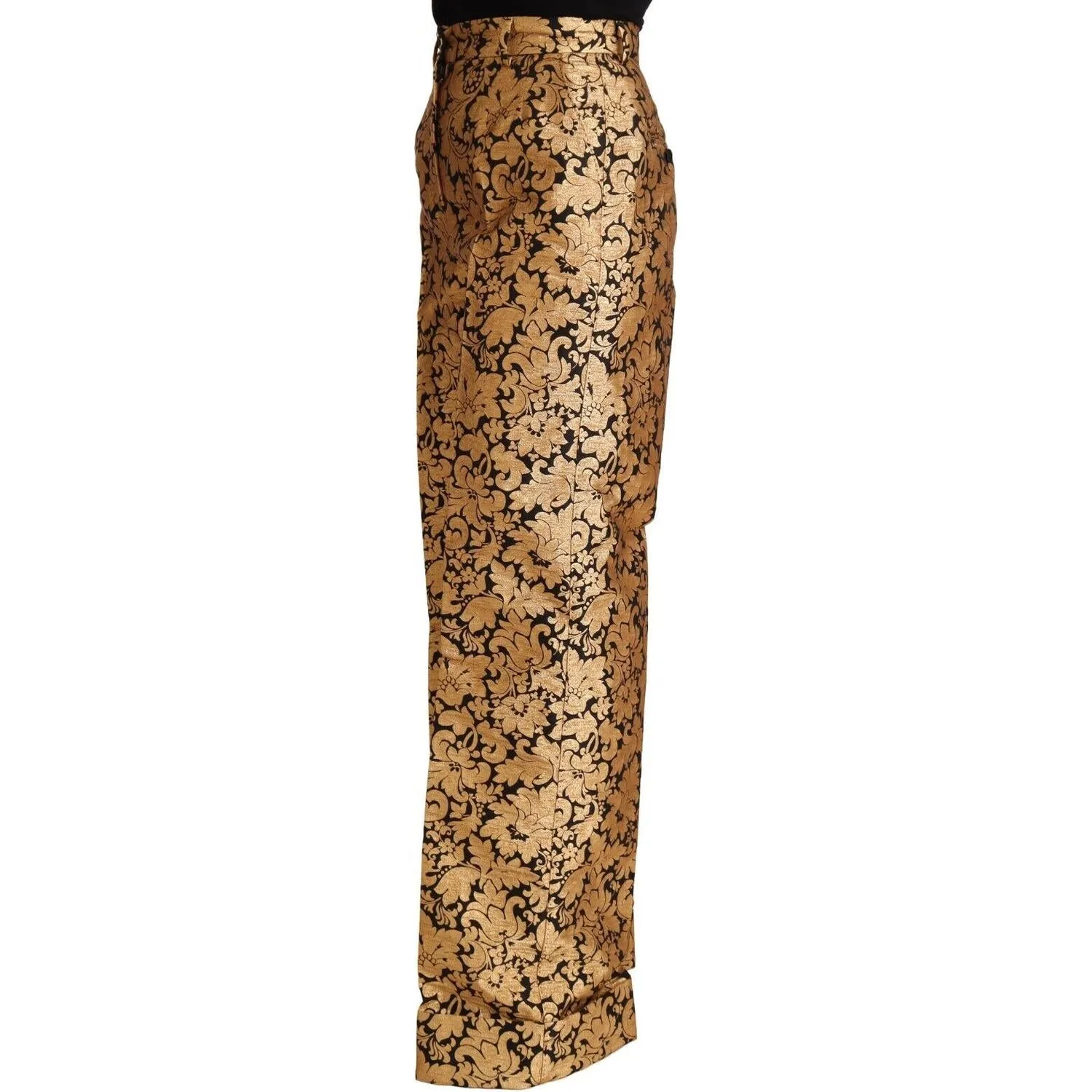 Dolce & Gabbana Elegant Floral Jacquard High Waist Trousers