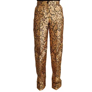 Dolce & Gabbana Elegant Floral Jacquard High Waist Trousers