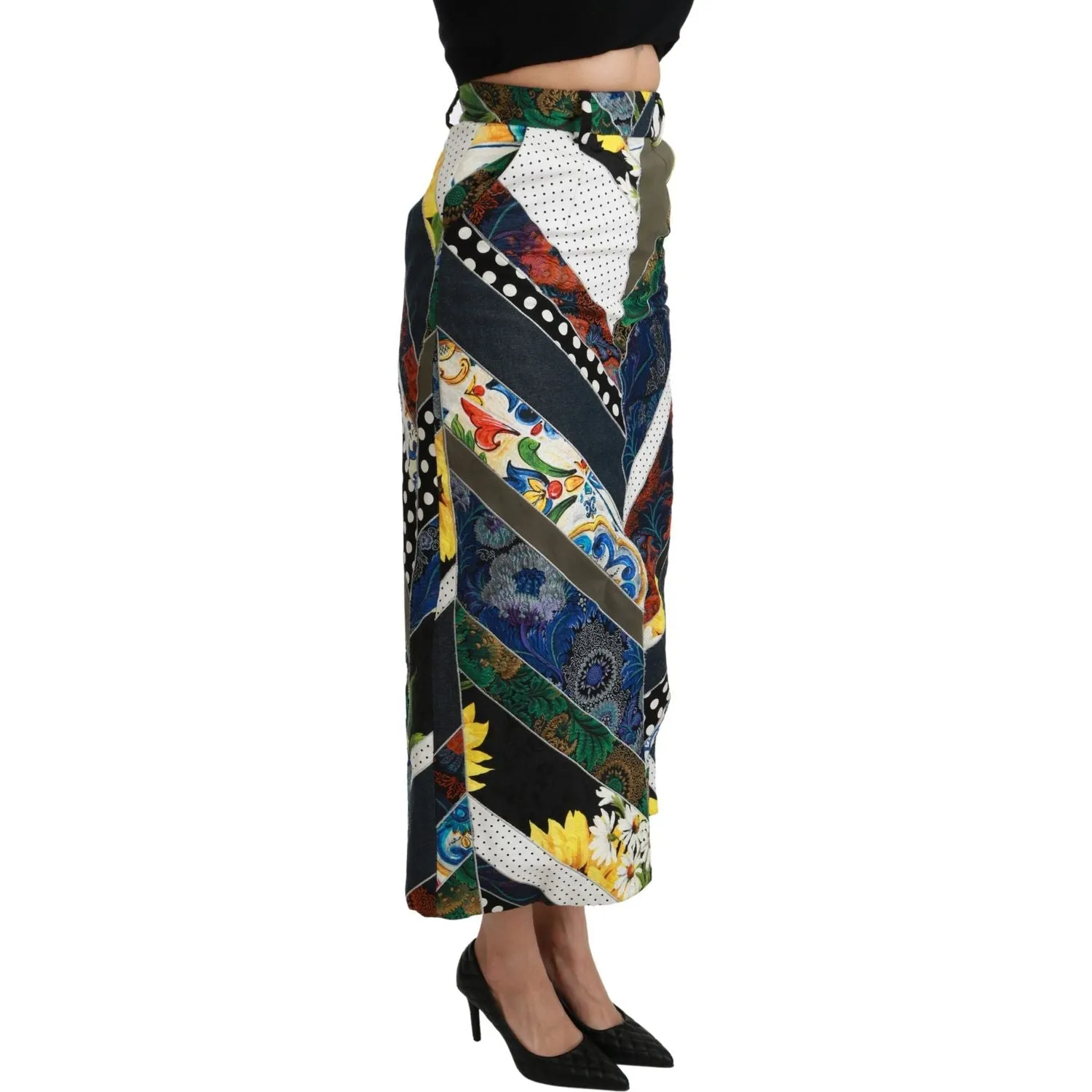 Dolce & Gabbana Elegant Geometric Print High-Waist Skirt