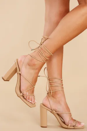 My Fairytale Tan Lace Up High Heels