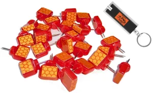 Orange Reflective Wing Tacks (Pack of 50) Trail Tacks, Glow Tacks, Hiking Markers, Trail Marking Tacks, Mark Trail Reflective Thumb Tacks for Hunting, Orange Tacks with Included LED Keychain Light