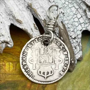 Pirate Chic Silver 1 Reale Spanish Portrait Dollar Dated 1799 - the Legendary "Piece of Eight" Pendant | Artifact #8851