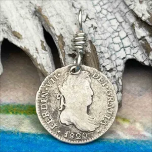 Pirate Chic Silver 1 Reale Spanish Portrait Dollar Dated 1820 - the Legendary "Piece of Eight" Pendant | Artifact #8856