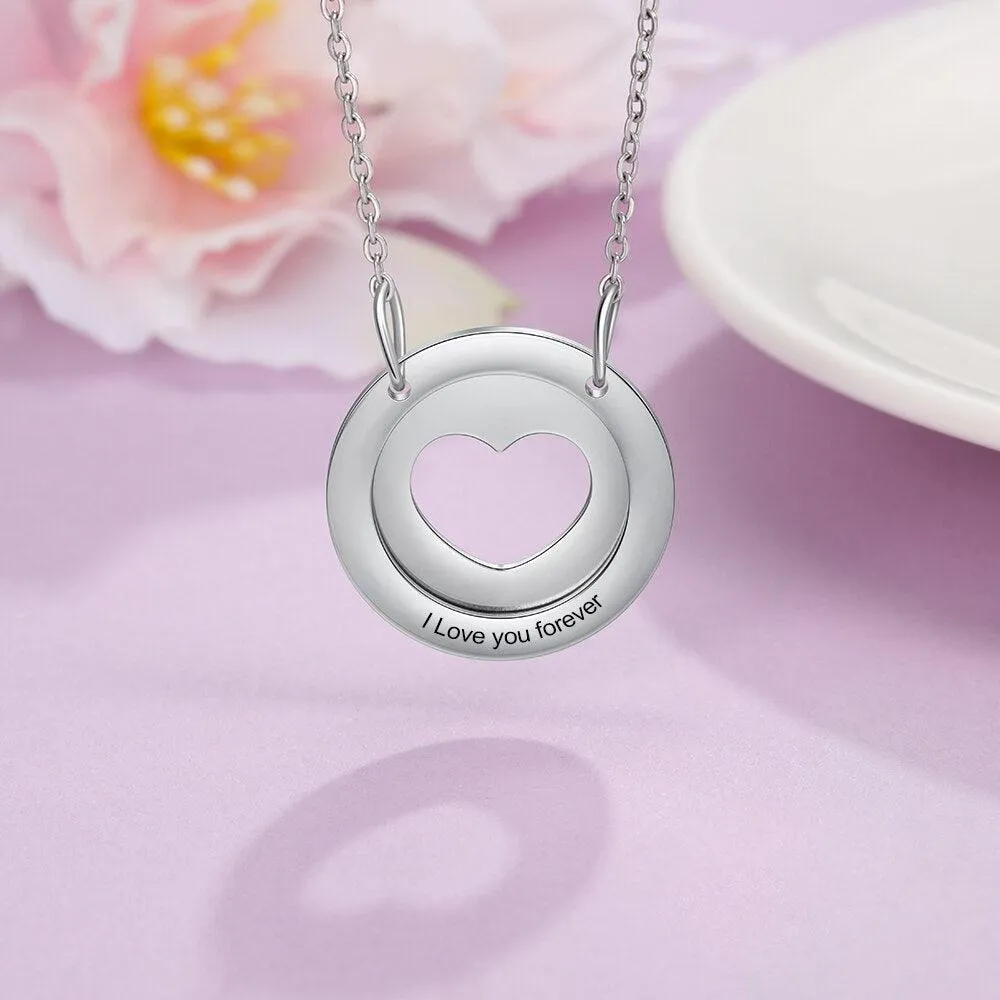 Plated Steel Jewellery, Stainless Steel Jewellery for Women, 1-Name Customizable Jewellery, Beautiful Circle Necklace with Heart