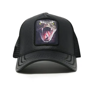 Snake Leather Trucker Hat (Black) - GS1033