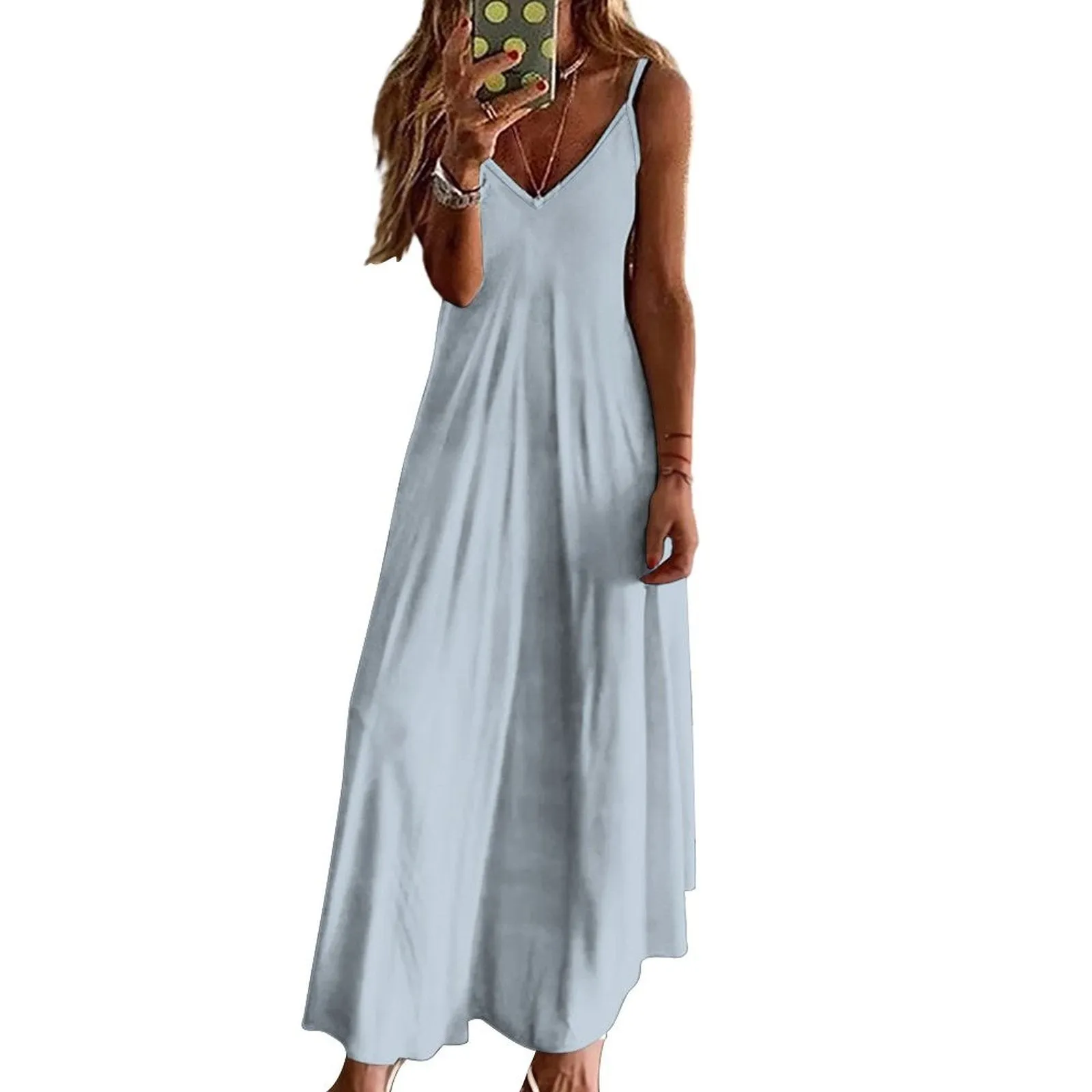 Spaghetti Strap Ankle-Length Dress Long dress Jungle Mist