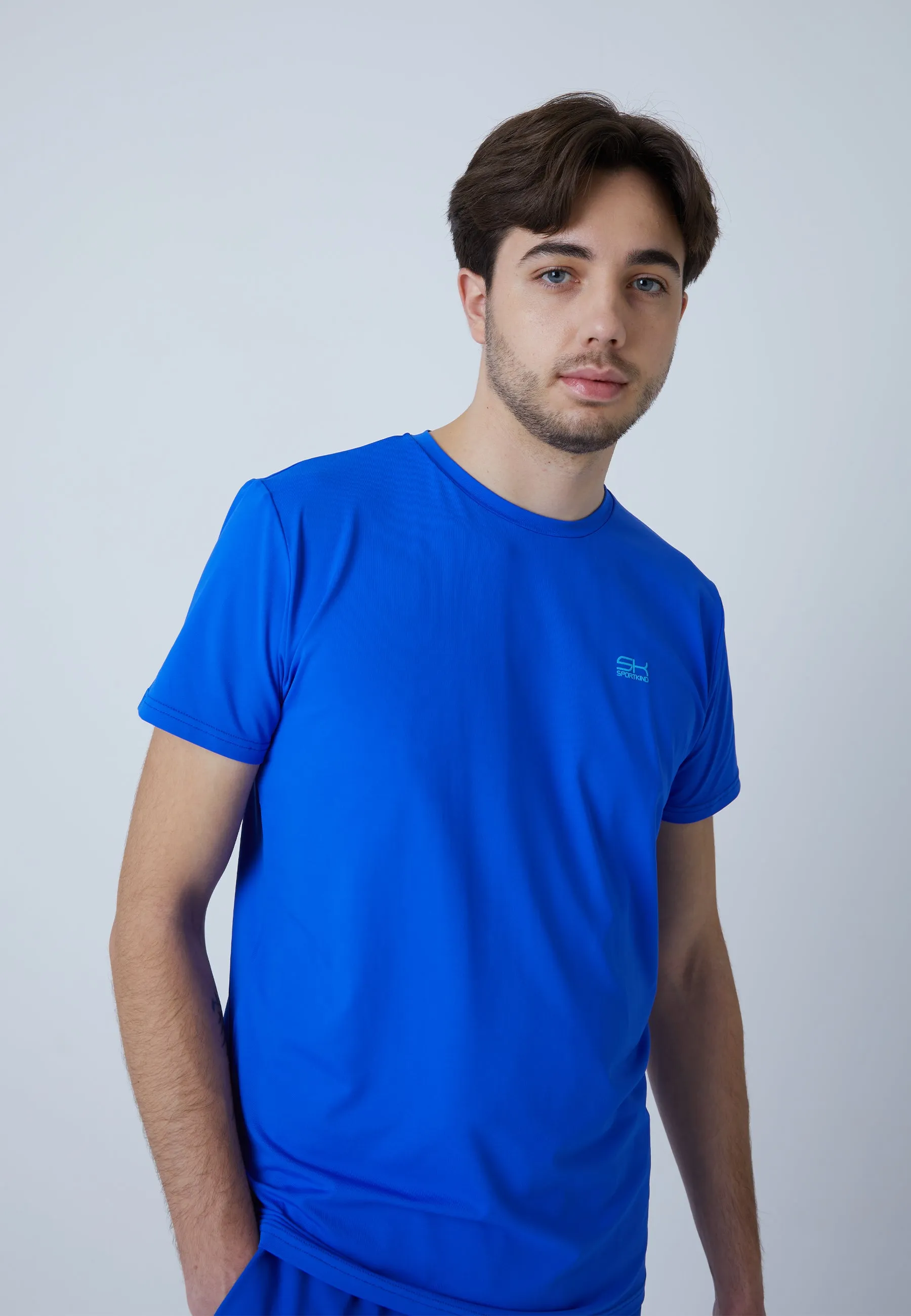 Tennis T-Shirt with crew neck, cobalt blue