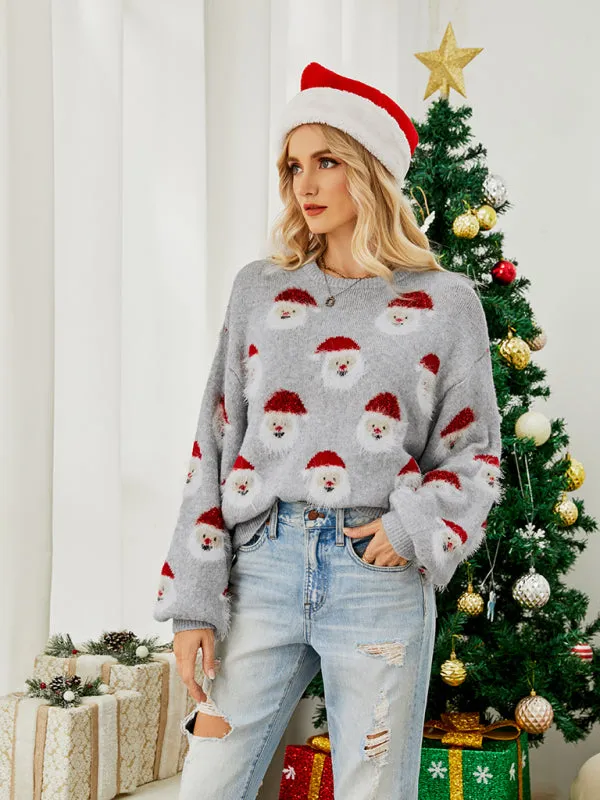 Women's pullover Christmas knitted long sleeve sweater