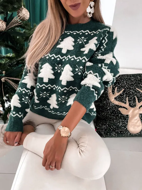 Women's pullover Christmas knitted long sleeve sweater